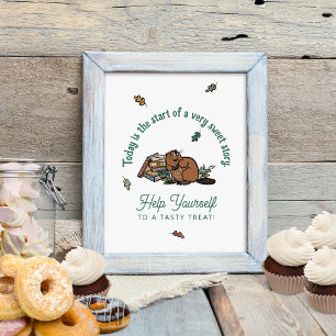Póster Letrero para mesa de postres con tema de libro del