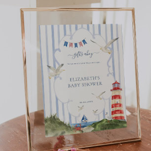 Póster Letrero para mesa de regalos de baby shower náutic