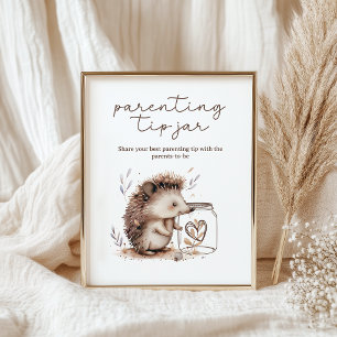 Póster Letrero para regalar propinas para padres erizo pe
