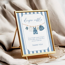 Póster Letrero para sorteo de pañales en baby shower Blue