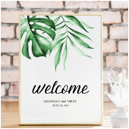 Póster Letrero personalizable de palmera de vegetación tr