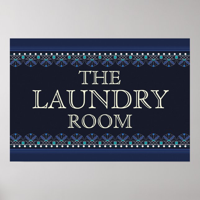 Póster Letrero Personalizado Azul para Cuarto de Lavander (Frente)