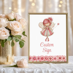 Póster Letrero Personalizado Cumpleaños Floral Rubor Niña