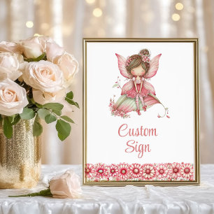 Póster Letrero Personalizado Cumpleaños Número 2 Flores H