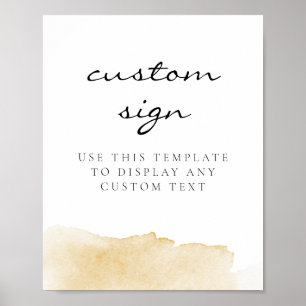 Póster Letrero personalizado de boda con acuarela amarill