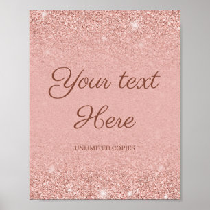 Póster Letrero personalizado de boda con brillo de oro ro