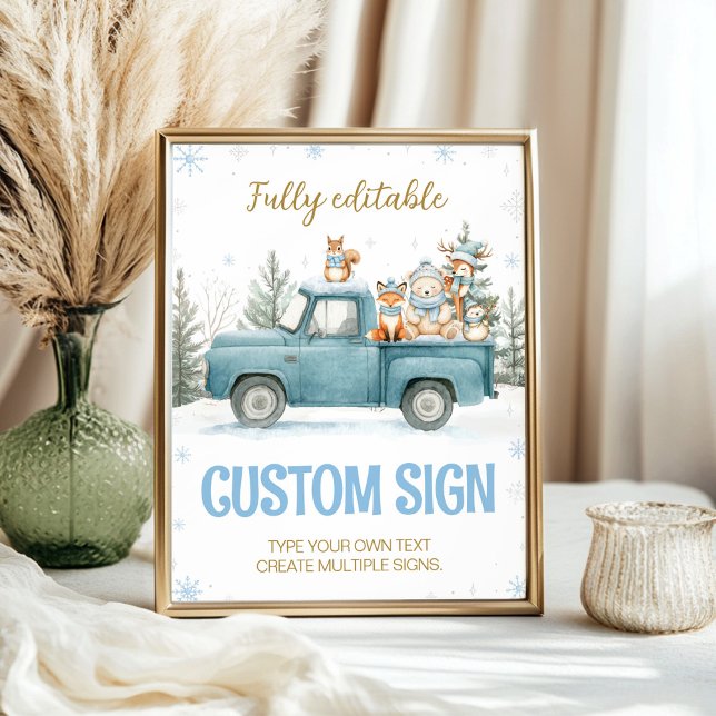 Póster Letrero personalizado de cumpleaños de invierno az (Subido por el creador)