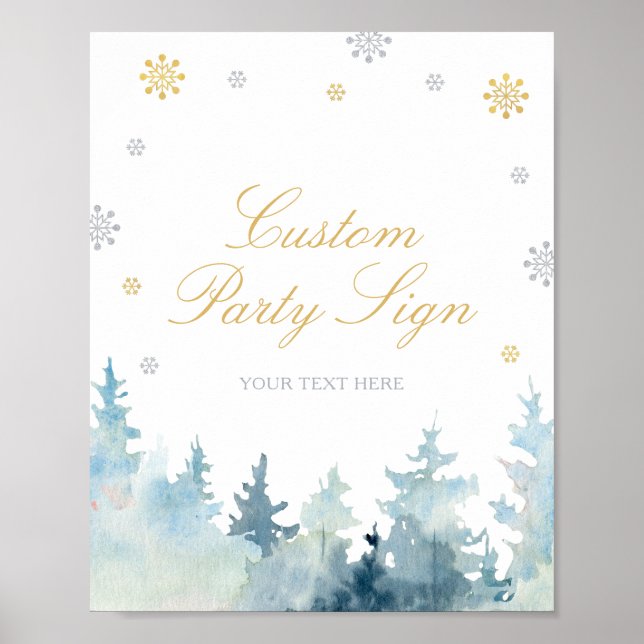 Póster Letrero personalizado de fiesta de invierno mágico (Frente)