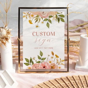 Póster Letrero personalizado de flores bohemias