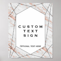 Letrero personalizado de mármol geométrico en oro