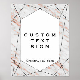 Póster Letrero personalizado de mármol geométrico en oro