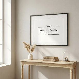 Póster Letrero Personalizado de Nombre de Familia de Casa