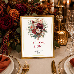 Póster Letrero personalizado de otoño floral dorado borgo