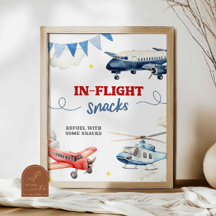 Póster Letrero personalizado de snacks en vuelo con tema