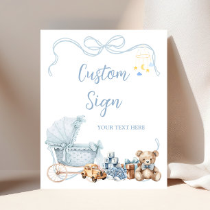 Póster Letrero personalizado para baby shower de carruaje