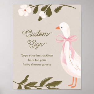 Póster Letrero personalizado para Baby Shower de Ganso To