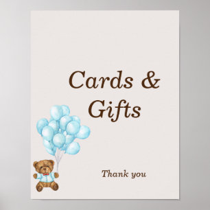 Póster Letrero personalizado para baby shower de osito az