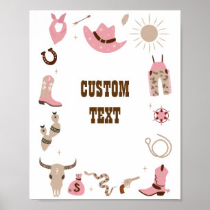 Póster Letrero personalizado para baby shower de vaquera