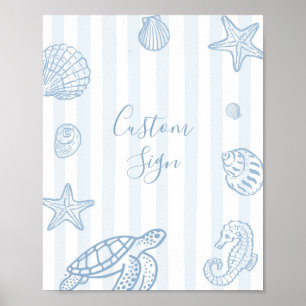 Póster Letrero personalizado Sea You Soon Baby Shower