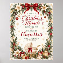 Letrero Poster Elegante para Baby Shower de Navida