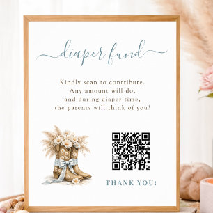 Póster Letrero QR del Fondo de Pañales para Baby Shower d