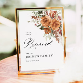 Póster Letrero Reservado Bodas Floral Rosa Boho Terracota