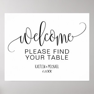 Póster Letrero rústico de boda para encontrar tu mesa (Ne