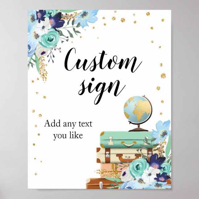 Póster Letrero Sweet Adventures Viaje Ducha Personalizado (Frente)