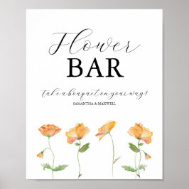 Póster Letreros de barra de flores de boda de amapolas na
