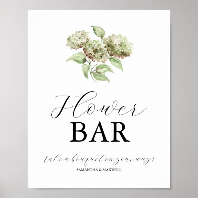Póster Letreros de barra de flores de boda de Hortensia V (Frente)