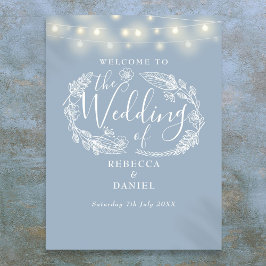 Póster Letreros de bienvenida de boda con luces de cuerda