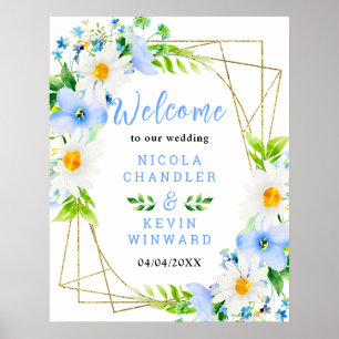 Póster Letreros de bienvenida de boda floral de nomeolvid