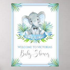 Póster Letreros de bienvenida para baby shower de elefant