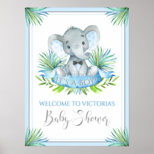 Póster Letreros de bienvenida para baby shower de elefant
