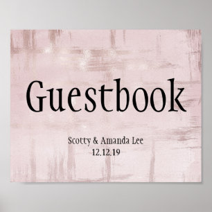 Póster Letreros de boda personalizables en rosa y oro ros