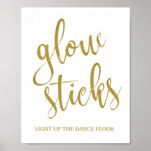 Póster Letreros de Bodas Glow Sticks Gold Glitter 8x10