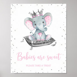 Póster Letreros de Favor de Baby Shower de Elefante Niña