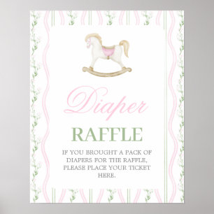 Póster letreto de rifa de pañales para baby shower de niñ