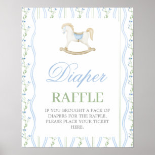 Póster letreto de rifa de pañales para baby shower de niñ