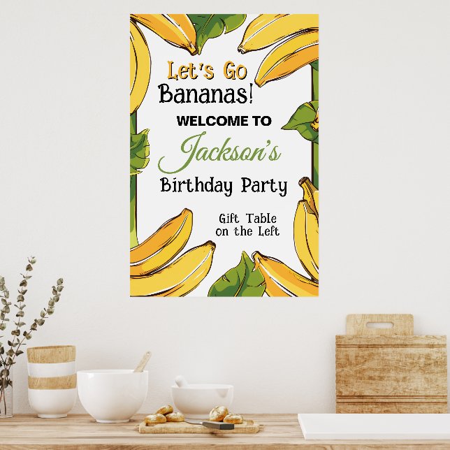 Póster Let's Go Bananas Any Age Birthday Party (Cocina)