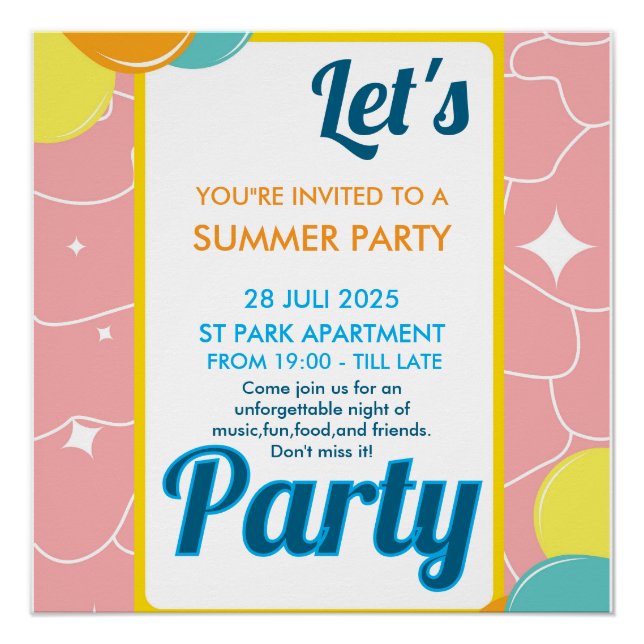 Póster let's party (Anverso)