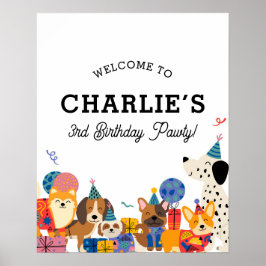 Póster Lets Pawty Dog Puppy Birthday Party Welcome