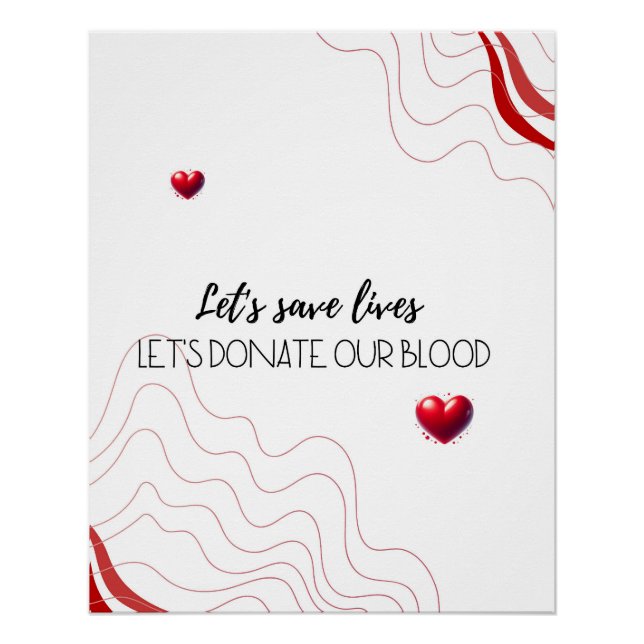 Póster Let's Save Lives – Donate Blood Minimalist Graphic (Anverso)