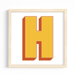 Póster Letter Art Poster, H Monogram, Bold Type Initial 
