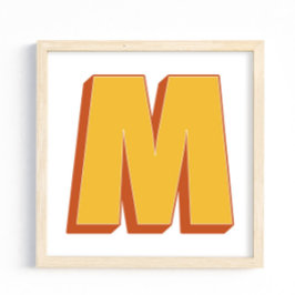 Póster Letter Art Poster, M Monogram, Bold Type Initial 