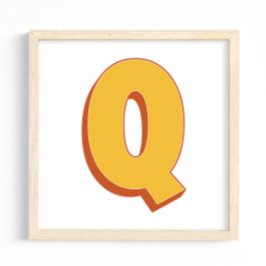 Póster Letter Art Poster, Q Monogram, Bold Type Initial 