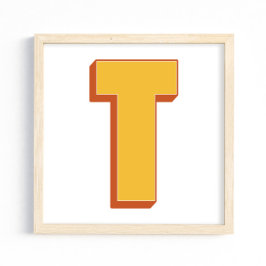 Póster Letter Art Poster, T Monogram, Bold Type Initial 