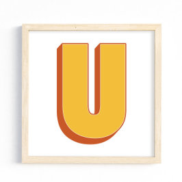 Póster Letter Art Poster, U Monogram, Bold Type Initial 