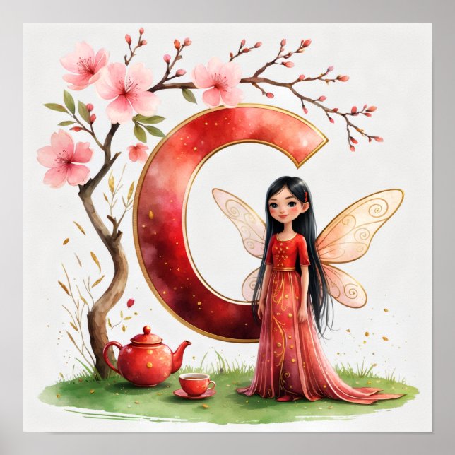 Póster Letter C Tea Ceremony Fairy Poster Asian Alphabet (Frente)