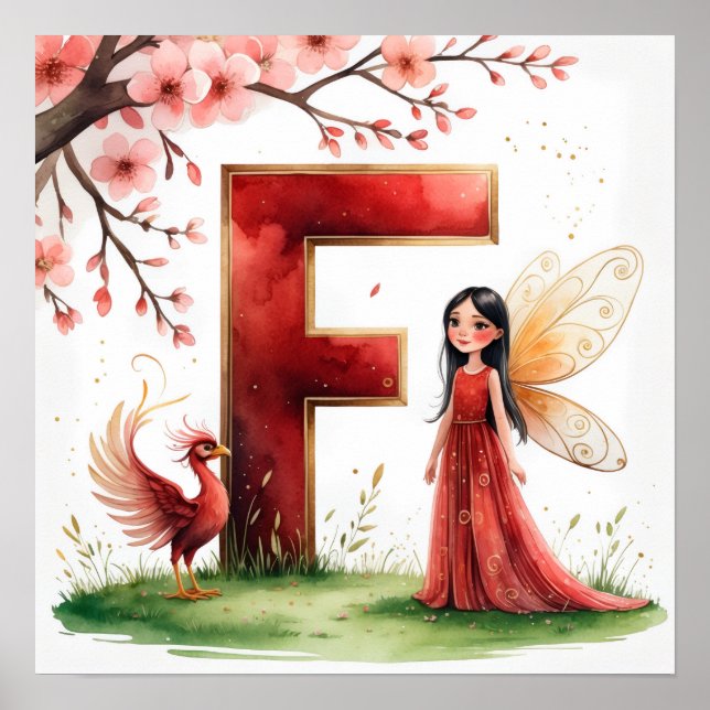 Póster Letter F Phoenix Bird Fairy Poster Mythical Art (Frente)